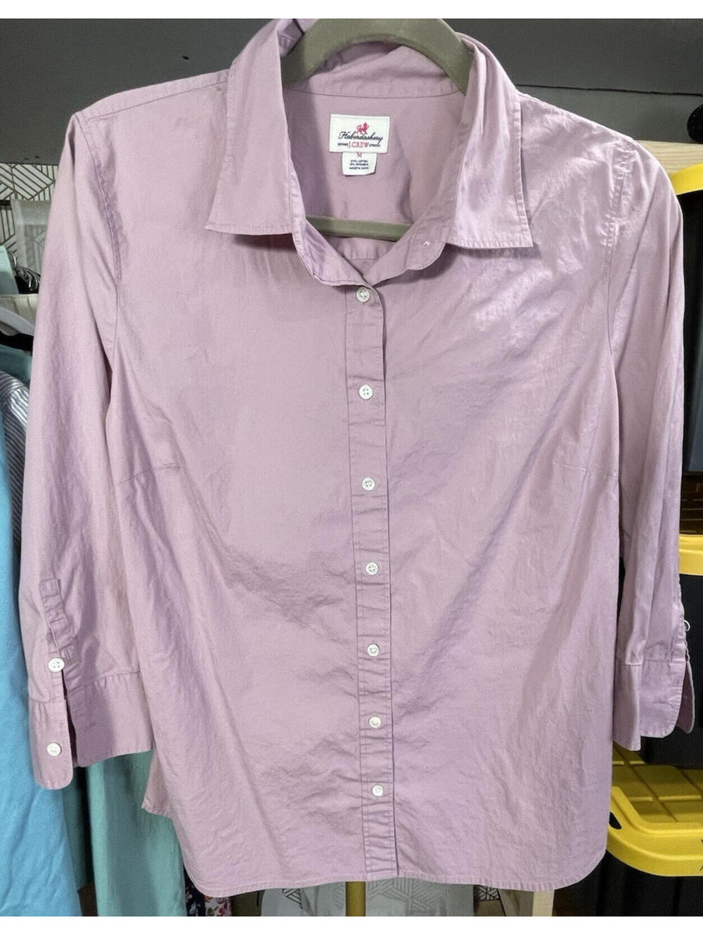 J. Crew Haberdashery Button Down Shirt Womens M Mauve Pink Stretch Cotton Collar